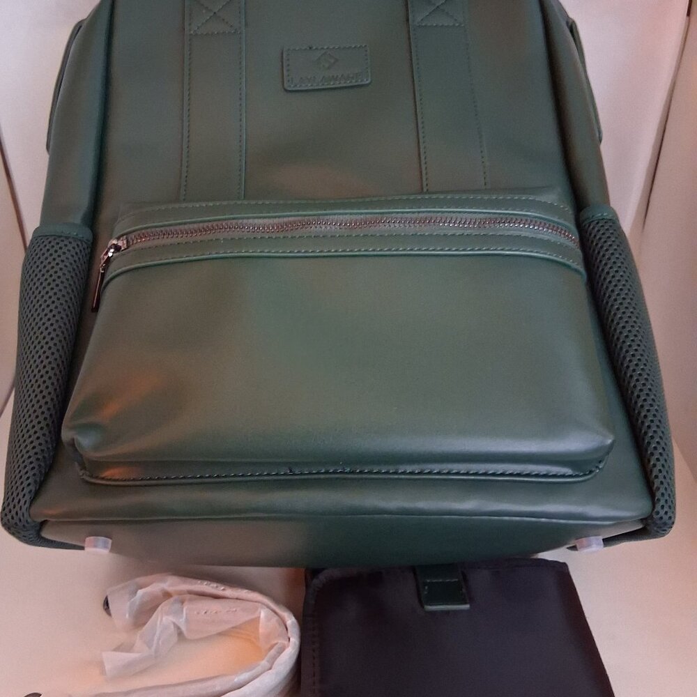 Laylaware Vegan Leather Back Pack Diaper Bag Dark Green - NEW